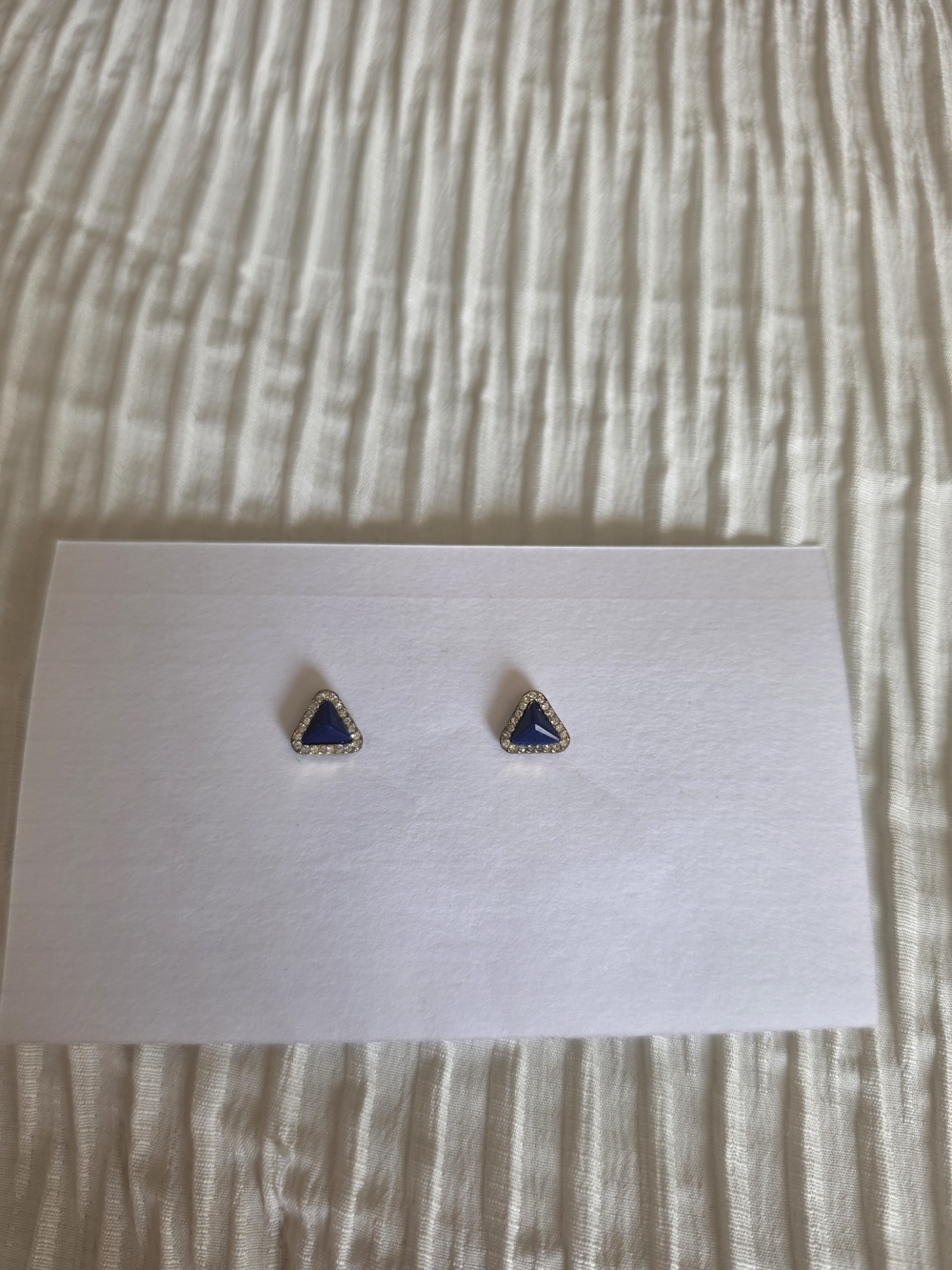 Blue Triangle Halo Stud Earrings